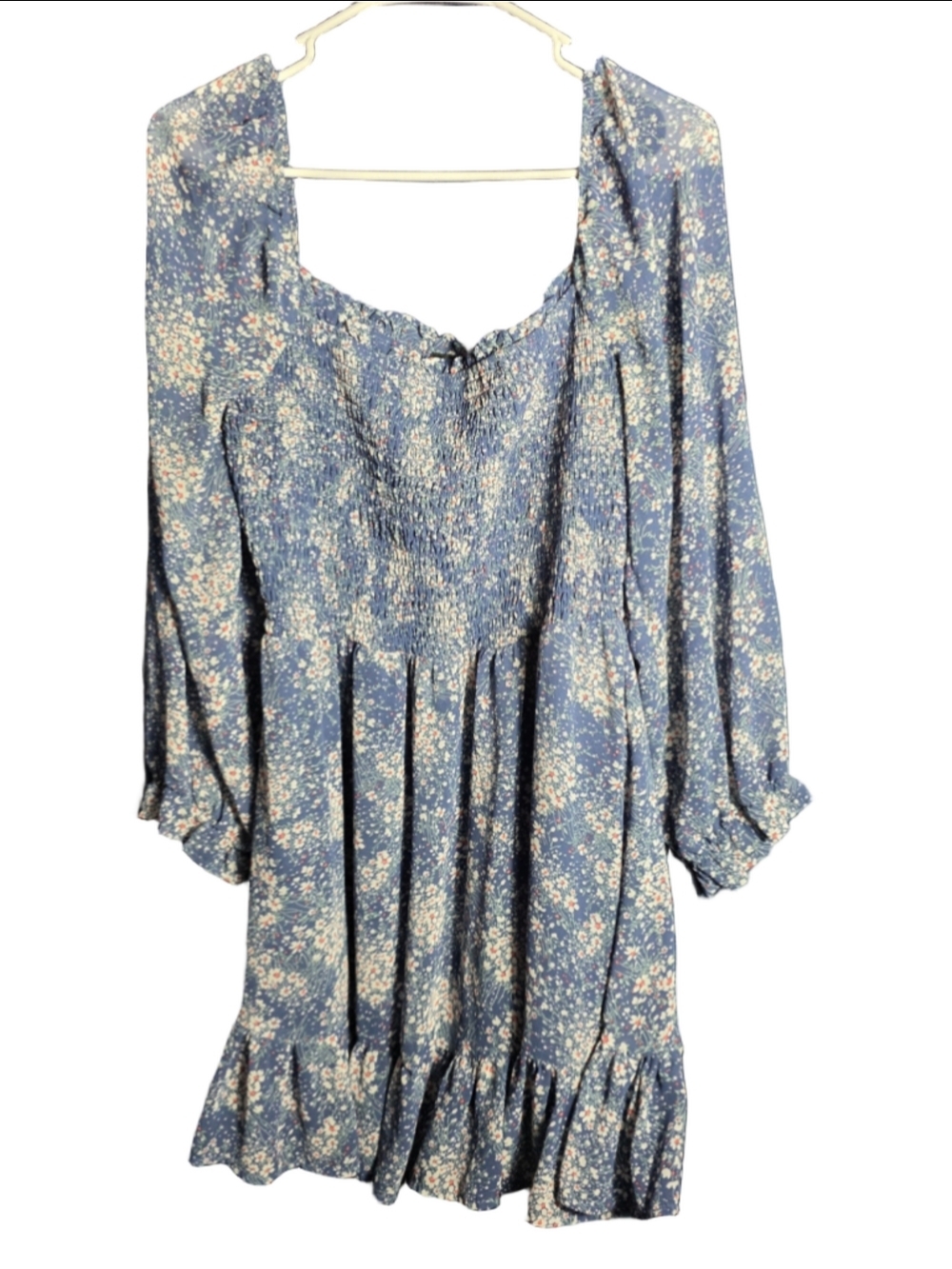 Women's Asu Wish Long Sleeve Floral Dress Blue Size XL Cottagecore grandmacore